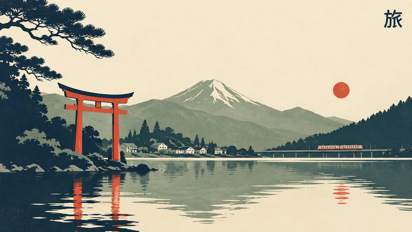 レトロ日本旅行ポスター / 生成サンプル