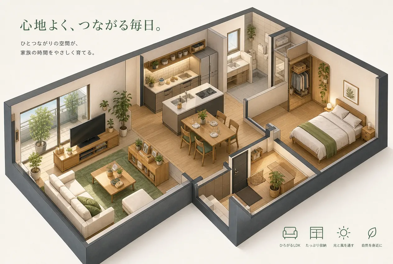 建物・部屋をアイソメトリック断面図にする / 生成サンプル