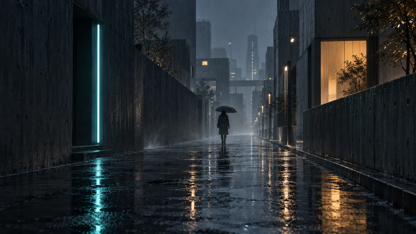雨の近未来路地 / 生成サンプル