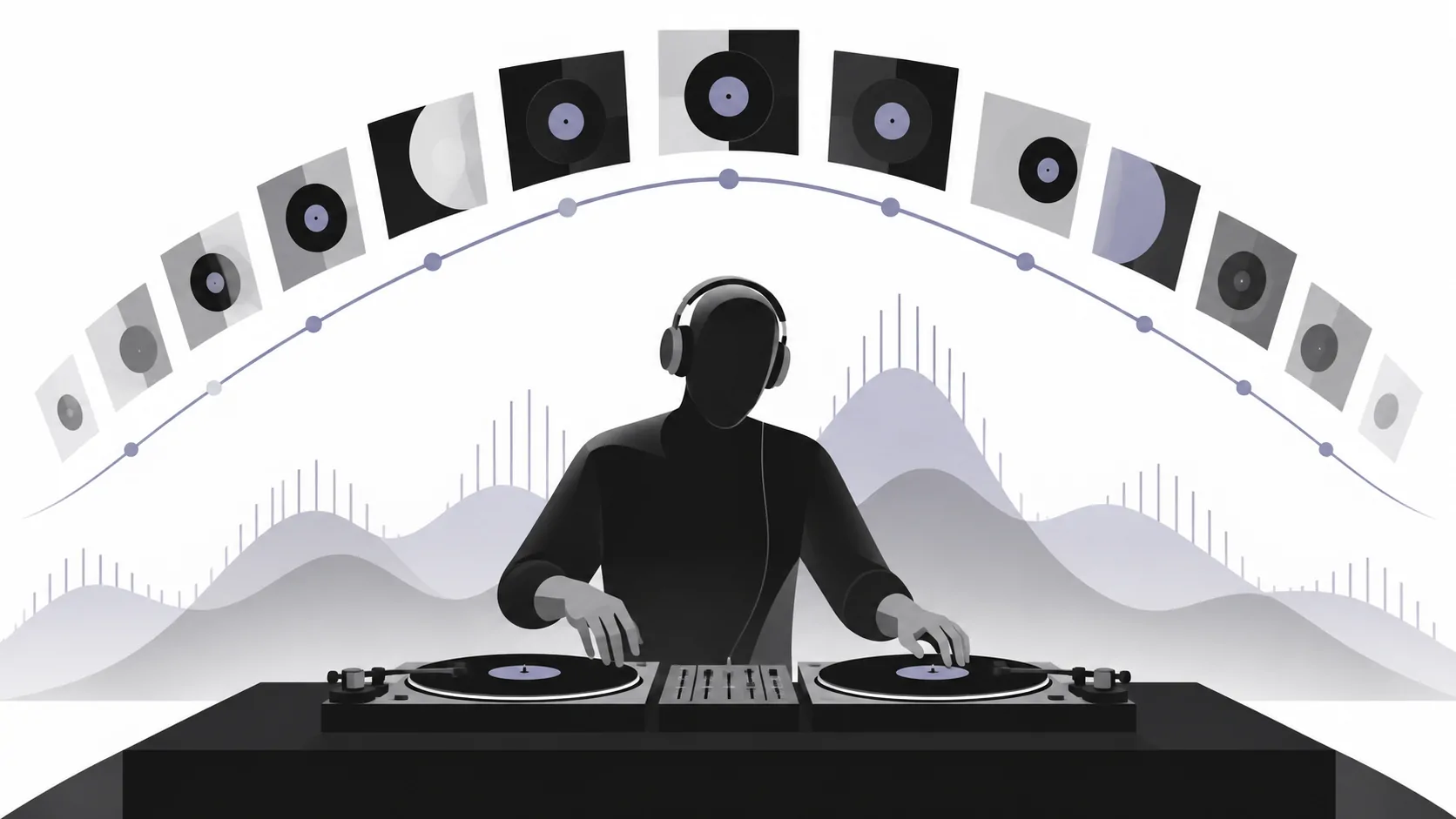 DJの60分セットを曲順から設計 / 内容を表すイメージ